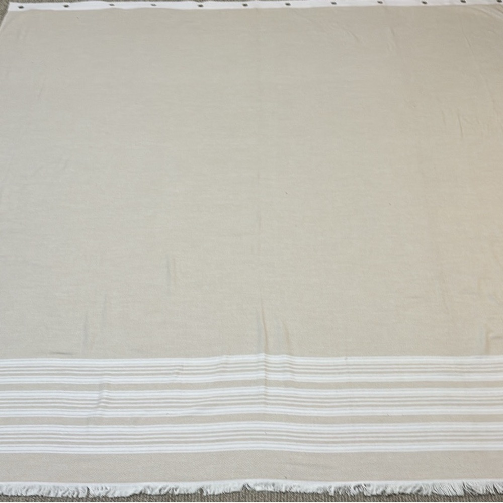 100% Cotton Neutral and White Striped Shower Curtain